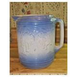 Vintage Brush McCoy "Avenue of Trees" Blue & White Salt Glaze Stoneware 7.5" Pitcher in very good vintage condition...