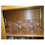 Set of Twelve(12) Vintage Blown Glass 5 5/8" Iced Tea Glasses
5 7/8" Water Goblets
4 7/8" Champagne/Tall Sherbets in the "Rambler Rose" Pattern by Royal Moselle in excellent vintage condition...