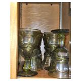 Eight(8) vintage Fostoria "Argus" Green Wine Glasses 4 7/8" in excellent vintage condition NEED TO BE WASHED...