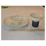 Vintage 1-Piece Lenox Greenfield Collection Chip & Dip Hand Decorated w/24-K Gold PLUS Bowl...