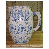 Very Unique & Collectible Vintage Blue & White Spongeware Pottery 9" Tall Pitcher Used by L & N Railroad in excellent vintage condition w/crazing...