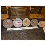 Five(5) Vintage Wooden Butter Presses w/Very Nice Stamps...