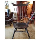 Vintage Pennsylvania Fan Back Arm Chair Made-To-Order by David T. Smith & Co. Morrow, OH; 25.75" w across arms x 14.5" seat d x 27" seat back h x 18.5" seat h x 45" total h in excellent vintage condit