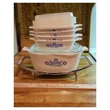 Vintage Cornflower Blue Corningware Serving Dishes w/Lids & 1 Stand SEE ALL PICS FOR DETAILS in excellent condition...