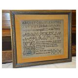 Vintage framed 16.25×14.25" sampler by "Lillis Wood", "Aged 13 10/22/1819" SEE PICS FOR MORE DETAILS...