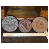 Three(3) Vintage Wooden Butter Presses w/Unique Stamps...