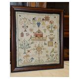 Vintage framed 14.25×16.25" sampler by "?", "1752 or 1792" SEE PICS FOR MORE DETAILS...