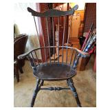 Vintage Pennsylvania Fan Back Arm Chair Made-To-Order by David T. Smith & Co. Morrow, OH; 25.75" w across arms x 14.5" seat d x 27" seat back h x 18.5" seat h x 45" total h in excellent vintage condit