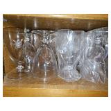 Set of Twelve(12) Vintage Blown Glass 5 5/8" Iced Tea Glasses
5 7/8" Water Goblets
4 7/8" Champagne/Tall Sherbets in the "Rambler Rose" Pattern by Royal Moselle in excellent vintage condition...