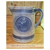 Vintage Indian Chief Blue Salt Glaze Stoneware 7.75" Pitcher in excellent vintage condition...