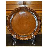 Vintage Ned Foltz Redware Pottery 10x2" Pie Plate w/Crimped Edges in excellent vintage condition...
