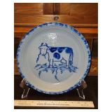 Vintage Eldreth Folk Art Salt Glaze Stoneware Pottery 11" Cow Plate in excellent vintage condition...