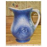 Beautiful Vintage Blue & White Salt Glaze Stoneware 6.75" Pitcher w/Floral Design in very good vintage condition...