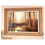 Varoff Signed Oil Landscape Painting with Ornate Frame