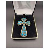 Vintage Irene Chiquito SS Navajo Turquoise Cluster Pendant