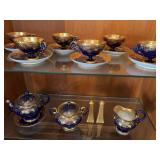 Nippon Gold Bead and Detail Blue Cobalt Set and Gold Stouffer Salt and Pepper Shakers