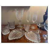 United States Glass Co. Celery Vase, Champagne Crystal Glasses, Leaf Glass Trays and More!
