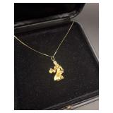 24KT GP Virgo Zodiac Maiden Charm Pendant and 14KT Chain