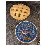 Teddy Bzar Pie Dish and Hand Painted Turkish Trivet