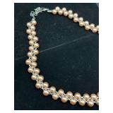 Pink Glass Pearl Cross Braided Necklace