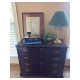 Bombay Co. Two Drawer Wooden File Cabinet w/Art, Books and Brass Plant