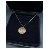 Gorgeous 10KT Gold Cloisonné Pendant Necklace