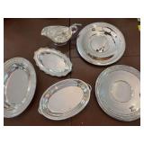 Wallace SP Plate, Reed & Barton Silver Tray, Silver Bowls, Gravy Bowl and Gerity Silver Laddle