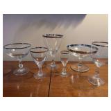 Set of Gorgeous “Wedding Ring” by Fostoria Silver Rim USA Made Stemware