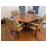 Round Wooden 5 Seat Table and Rolling Arm Chairs