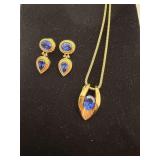 Stunning 14KT Tanzanite Necklace, 14KT Chain and Matching 14KT Earrings