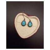 Tori Hill SS Marcasite Blue Opal Drop Earrings