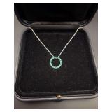 Silver Emerald Birthstone Circle Necklace