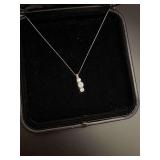 Gorgeous SS 10KT Vintage Diamond Pendant Necklace