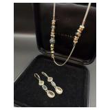 Hematite, Mixed Metal and Rhinestone Necklace and Earrings