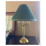 Classic Bouillotte-Style Brass Table Lamp with Pleated Green Shade