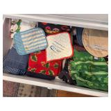 Various Oven Mitts, Kitchen Towels and Placemats