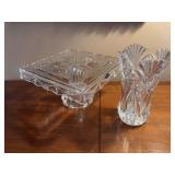 Great Crystal Godinger Shannon Pedestal Cake Plate and Crystal Vase