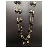 Intricate Onyx and Gold Two Layer Necklace