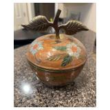 Vintage Cloisonné Apple Shaped Trinket Box