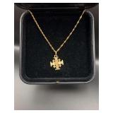 14KT Gold Cross and Chain Necklace