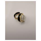 Stunning 14KT Gold and Black Onyx Cartier-Style Hoop Earrings