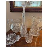 5 Piece Beautiful Edwardian “American Brilliant” Crystal and Cut Glass