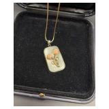 14KT SS Vintage Rose Mother of Pearl Pendant and Chain