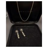 SS Beaded Drop Earring and Chain