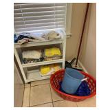 Rolling Cart with Cleaning Supplies and Basket