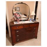 Vintage Art Deco Waterfall Dresser w/Mirror
