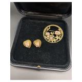 Victorian-Style Filigree Pin and Earrings