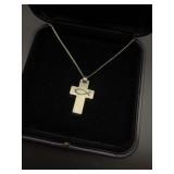 Metal Cross with Etched Fish on SS Chain