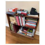 Cookbooks and Wooden Bookshelf