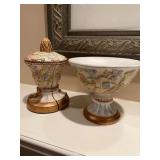 Handpainted Dezine Bookends and Bowl